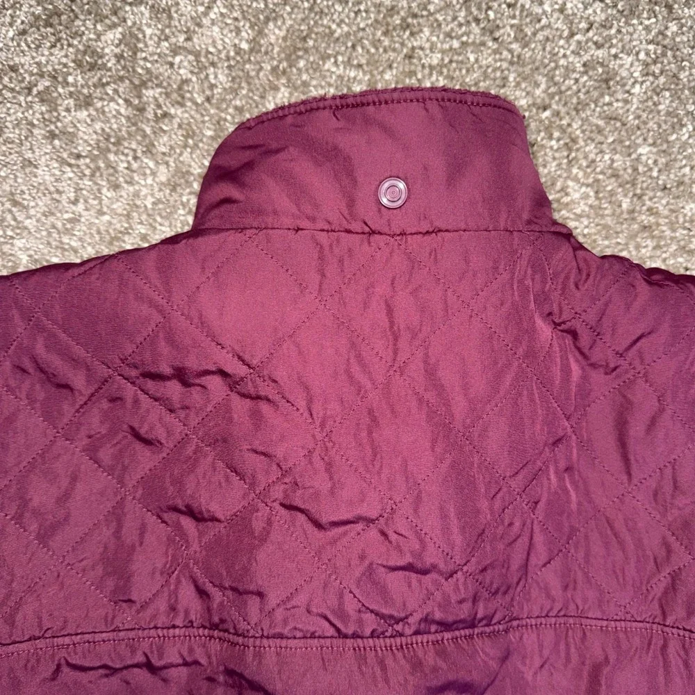 Patagonia Reversible Jacket Kids M 10 Burgundy Excellent Fleece Quilted Shell